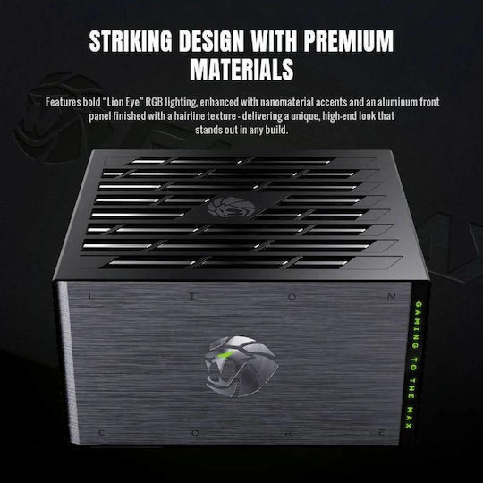 GameMax Lion Core 1000W Черно Захранващо Блокче За Компютър Пълен Модул 80 Plus Platinum