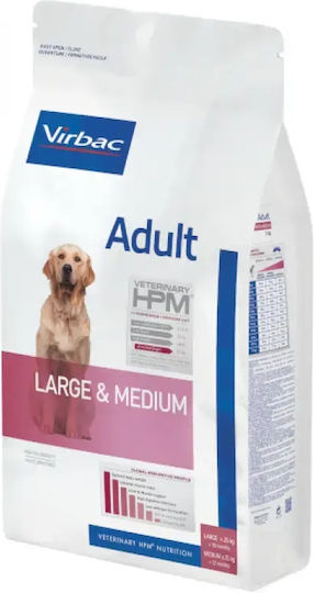 Virbac Adult Large & Medium 12kg Dry Food for Adult Medium & Large Breed Dogs with Pork, Chicken, Rice, Poultry, Potatoes and Tuna