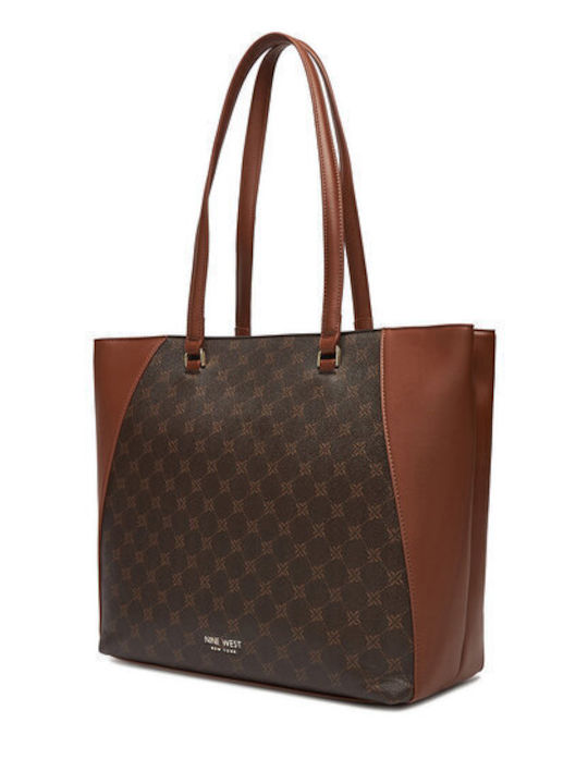 Stoff Damen Schultertasche Braun