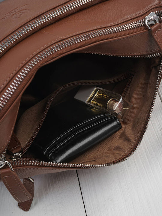 Leder Damen Schultertasche Silber
