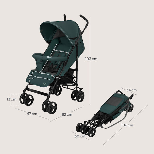 Lionelo Elia Umbrella Stroller Suitable From 6+ Months Green Graphite