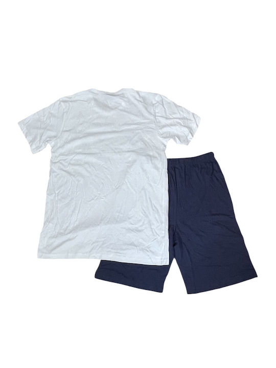 Enrico Coveri Sommer Herrenpyjama Bluse Weiß
