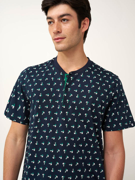 Vamp Summer Men's Cotton Pyjama Blue
