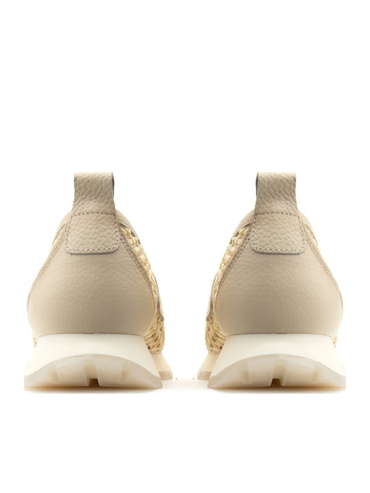 Leather Women's Loafers in Beige Colour
