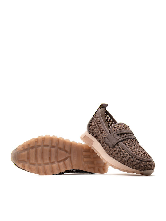 Leather Women's Loafers in Brown Colour