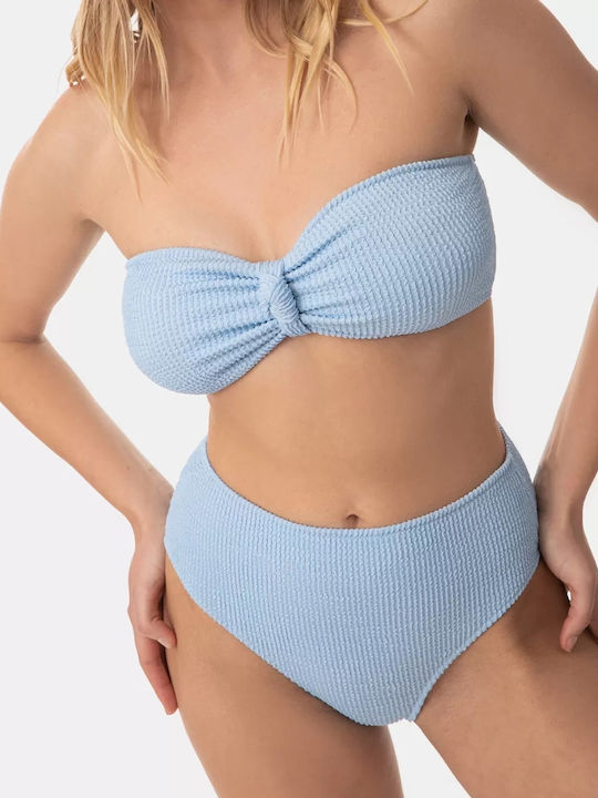 Set Bikini Hohe Taille Hellblau