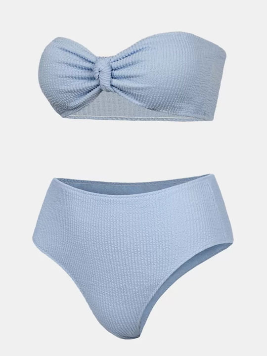 Set Bikini Hohe Taille Hellblau