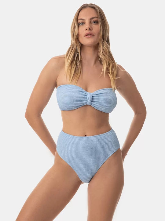 Set Bikini Hohe Taille Hellblau