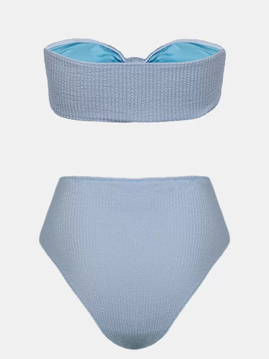 Set Bikini Hohe Taille Hellblau
