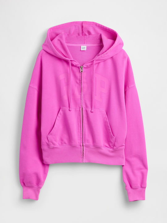 Long Women's Hoodie Cardigan Sweatshirt Hooded Neon Pink Glow