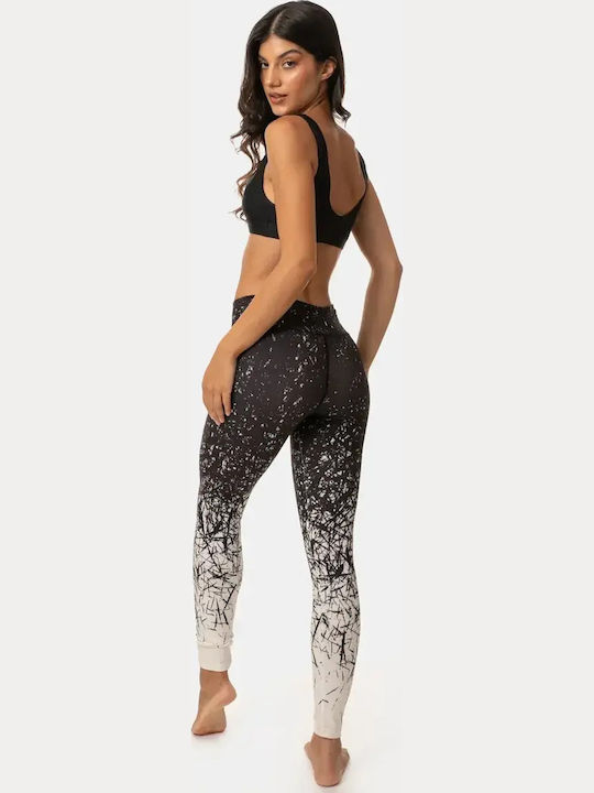 Athletic Leggings Lines Size M Black