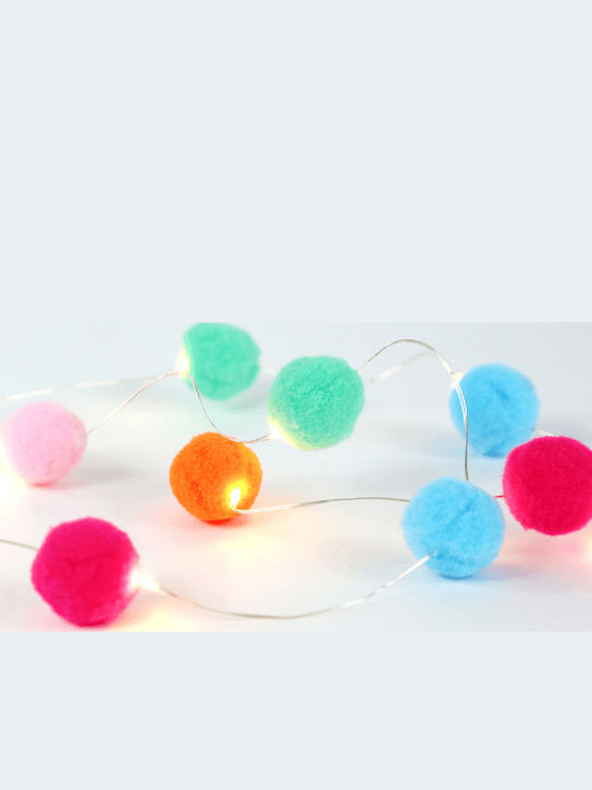 Aca Lichterkette für den Außenbereich 1.2m mit 10 Pom Pom Bällen Warmweiß