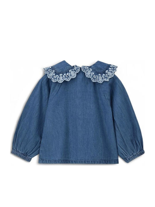 Kids Long-Sleeved Denim Blue Shirt