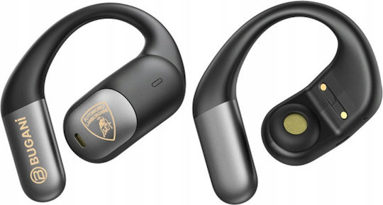 Bugani B15 Open Ear Bluetooth Handsfree Ακουστικά με Αντοχή στον Ιδρώτα και Θήκη Φόρτισης Μαύρα