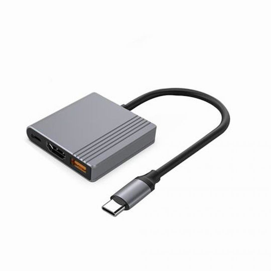 Cablexpert USB-C Docking Station με HDMI 4K Γκρι (A-CM-COMBO3-05)