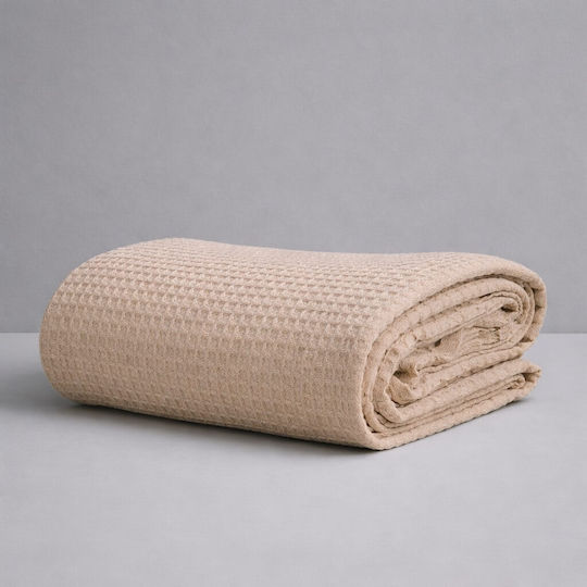 Astron Italy Waffle Super Double Hotel Pique Blanket Beige 230x245cm