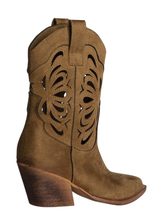 Ghete Dama Cowboy cu Toc Mediu Maro