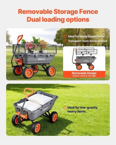 Dump Garden Cart for Log Transport Plastic with Maximum Load Capacity 362kg