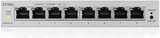 Zyxel GS1200-8V3-EU0101F v3 Managed L2 Switch with 8 Gigabit (1Gbps) Ethernet Ports
