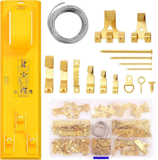 Set Haken Halterungen Nägel Ebenen 224 Stück Wasserwaage