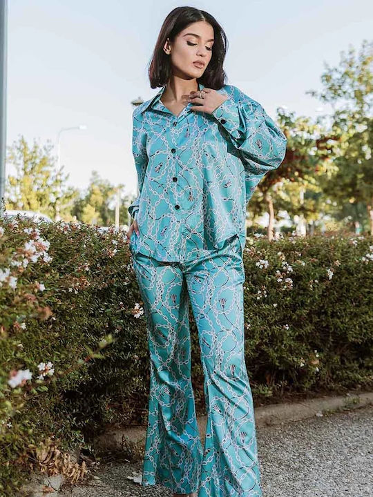 Women's Light Blue Set with Trousers