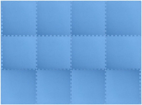 vidaXL Δάπεδα Παζλ Γυμναστηρίου Μπλε 60x60x1cm 12τμχ