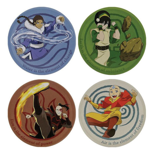 Set 4 Suporturi de Pahare din Metal Embosat Avatar Ultimul Stăpân al Aerului