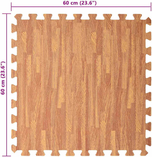 vidaXL Дюшеци Пъзел За Фитнес Кафяви 60x60x1см 24 Броя