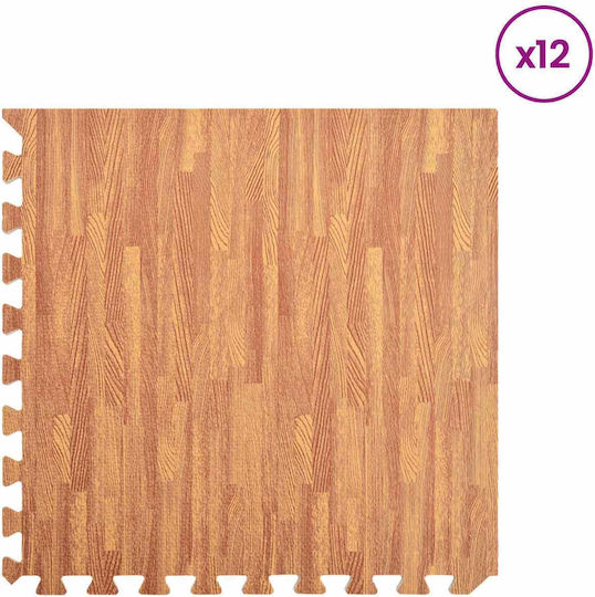 vidaXL Δάπεδα Παζλ Γυμναστηρίου Καφέ 60x60x1cm 12τμχ