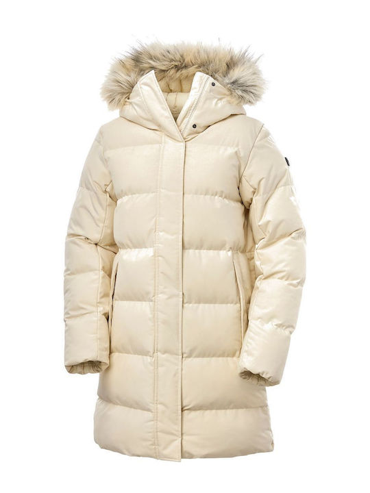 Blossom Women's Short Puffer Jacket for Winter Ecru.