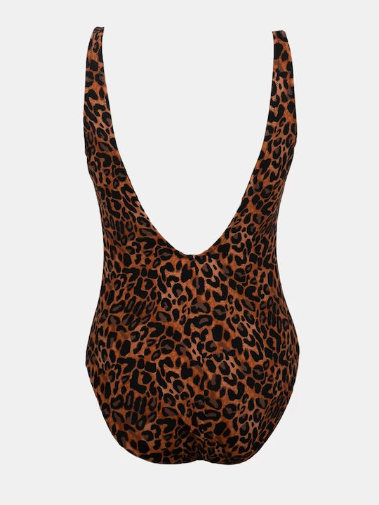 Costum De Baie Întreg Cu Spate Deschis Animal Print Leo