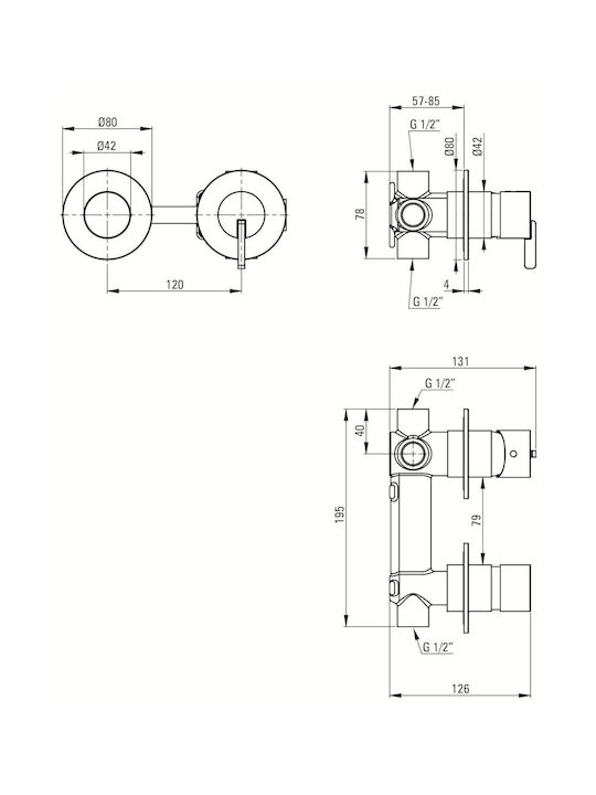 Deante Built-in Mixer And Diverter Set For Shower