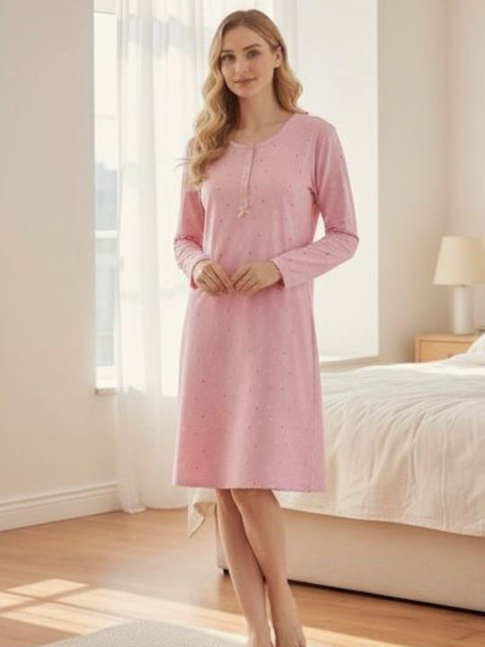 Winter Damen Nachthemd Rosa