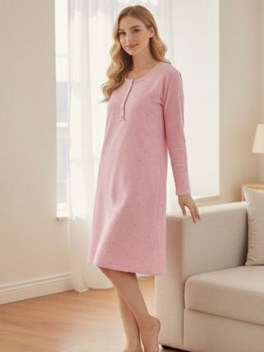 Winter Damen Nachthemd Rosa