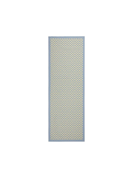 Butlers Checker Style Baumwoll Läufer Hellblau 50x160cm