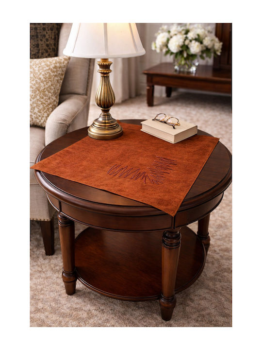 Runner Cu Broderie Set 3 Bucăți Roșu-Cupru