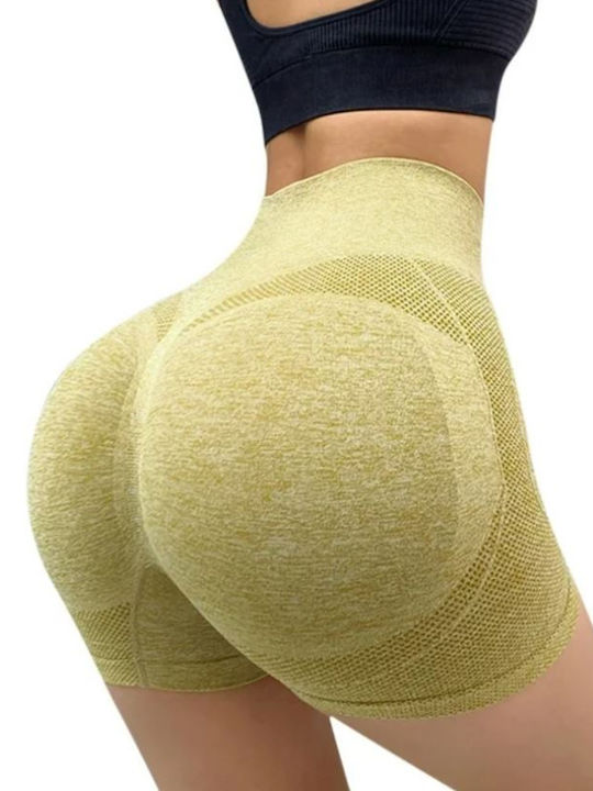 Colanți Scurți de Damă pentru Training Talie Înaltă și Push Up Verde Lime