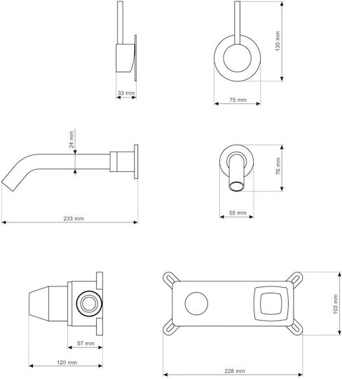 Granitan Granitan Eingebaute Wasserhähne Set Für Waschbecken Silber 5905036622231