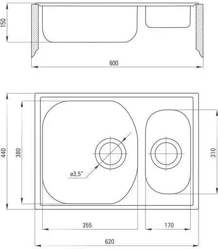 Deante Drop-In Chiuvetă din Granit Sintetic L62xW44cm Gri