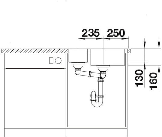 Blanco Lantos 6if Υποκαθήμενος Νεροχύτης Inox Brushed Μ59.3xΠ48cm Ασημί