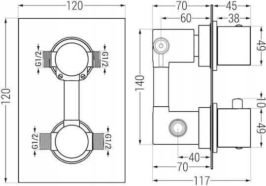 Mexen Built-in Mixer Phone & Shower Head Set for Shower Black