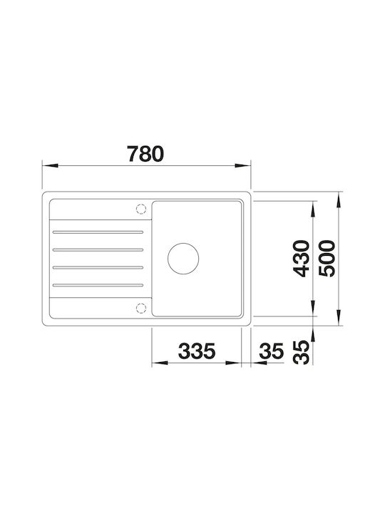 Blanco Drop-In Chiuvetă din Granit Sintetic cu robinet L78xW50cm Alb