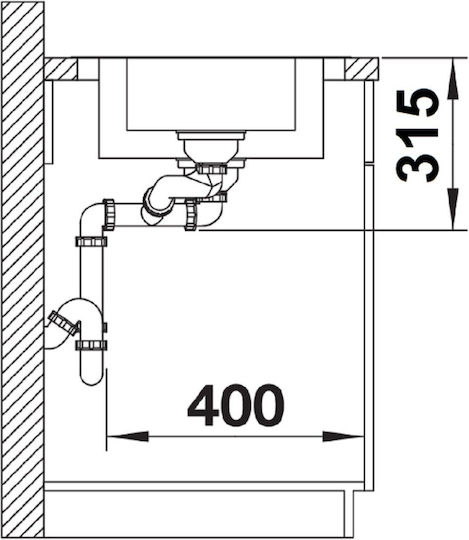 Blanco Drop-In Sink Inox Brushed with Faucet W100xD50cm Silver