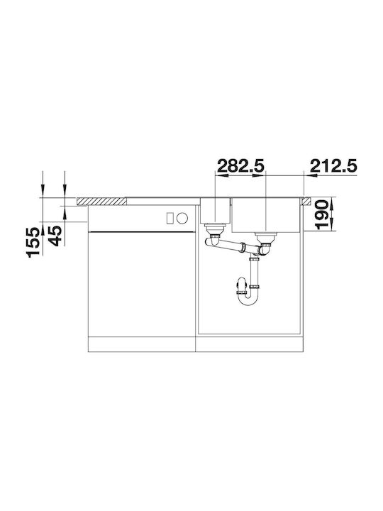 Blanco Drop-In Chiuvetă Dreapta din Granit Sintetic cu robinet L100xW51cm Gri