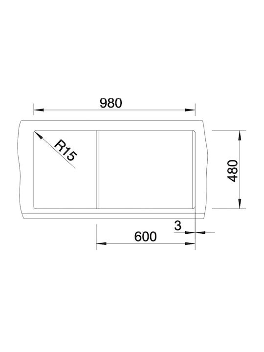 Blanco Drop-In Chiuvetă din Granit Sintetic cu robinet L100xW50cm Gri