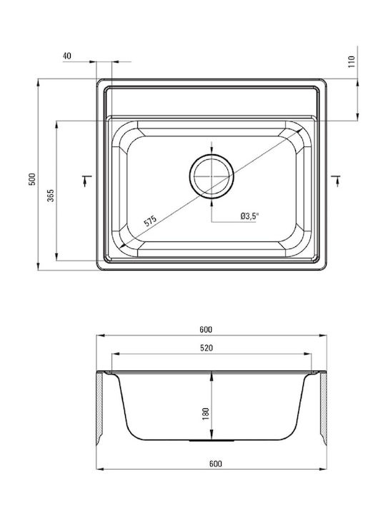 Deante Drop-In Sink Inox with Faucet W50xD60cm Silver