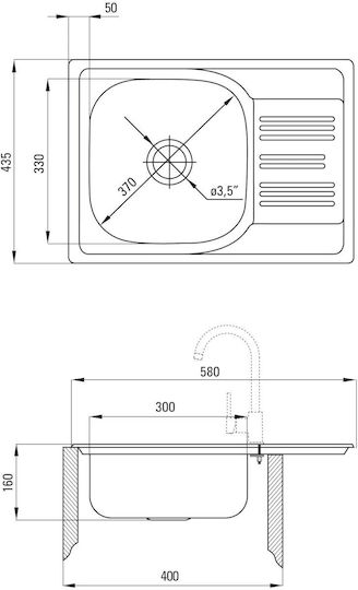 Deante ZEX 011A Ένθετος Inox με Μπαταρία Μ43.5xΠ58cm Γκρι