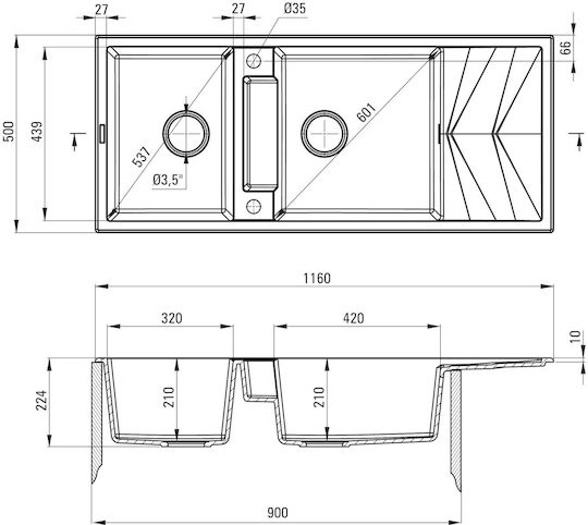 Deante ZRM N213 Drop-In Inox M116xP50cm Gray Deante ZRM N213 Drop-In Inox M116xP50cm Gray