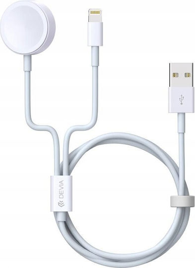 Usb Cable Devia Cable Cord Iphone Apple Watch White 2in1 1.2m