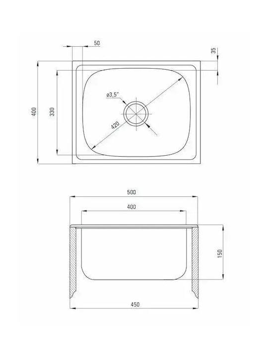 Deante Drop-In Sink Inox Brushed with Faucet W40xD50cm Silver